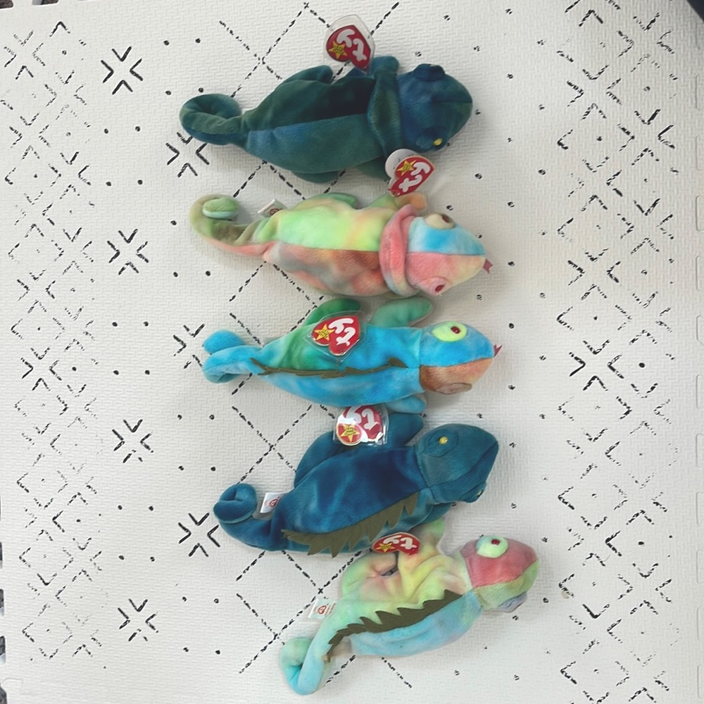 TY beanie baby iggy and rainbow 1997, set for all 5, all 5 variations